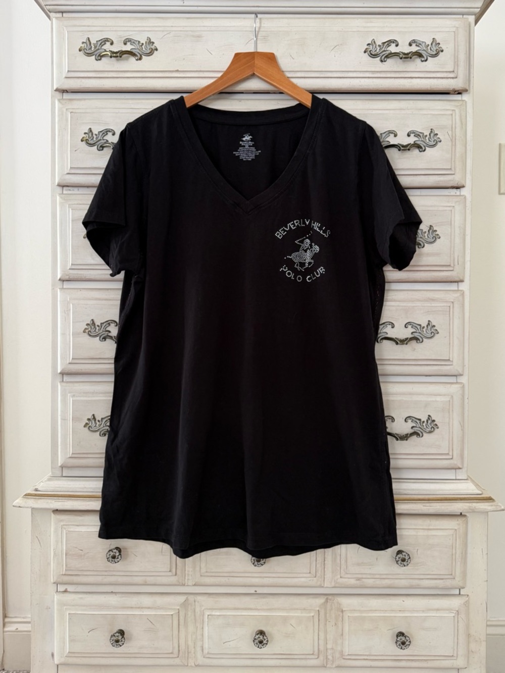 Beverly Hills Polo Club Black Rhinestone Tee